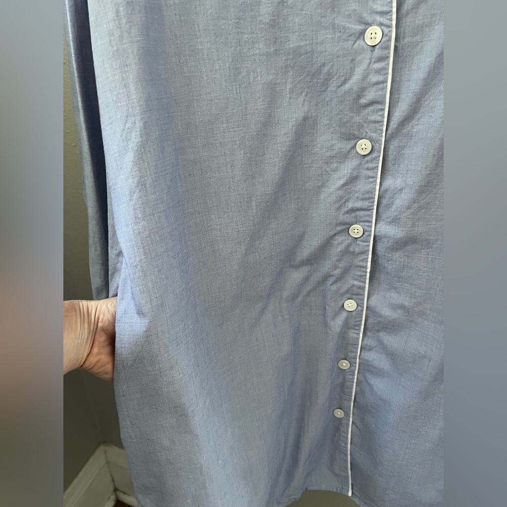 State of Day Women's Notch Collar Poplin Sleepshirt In Blue Size Medium New - Picture 6 of 7